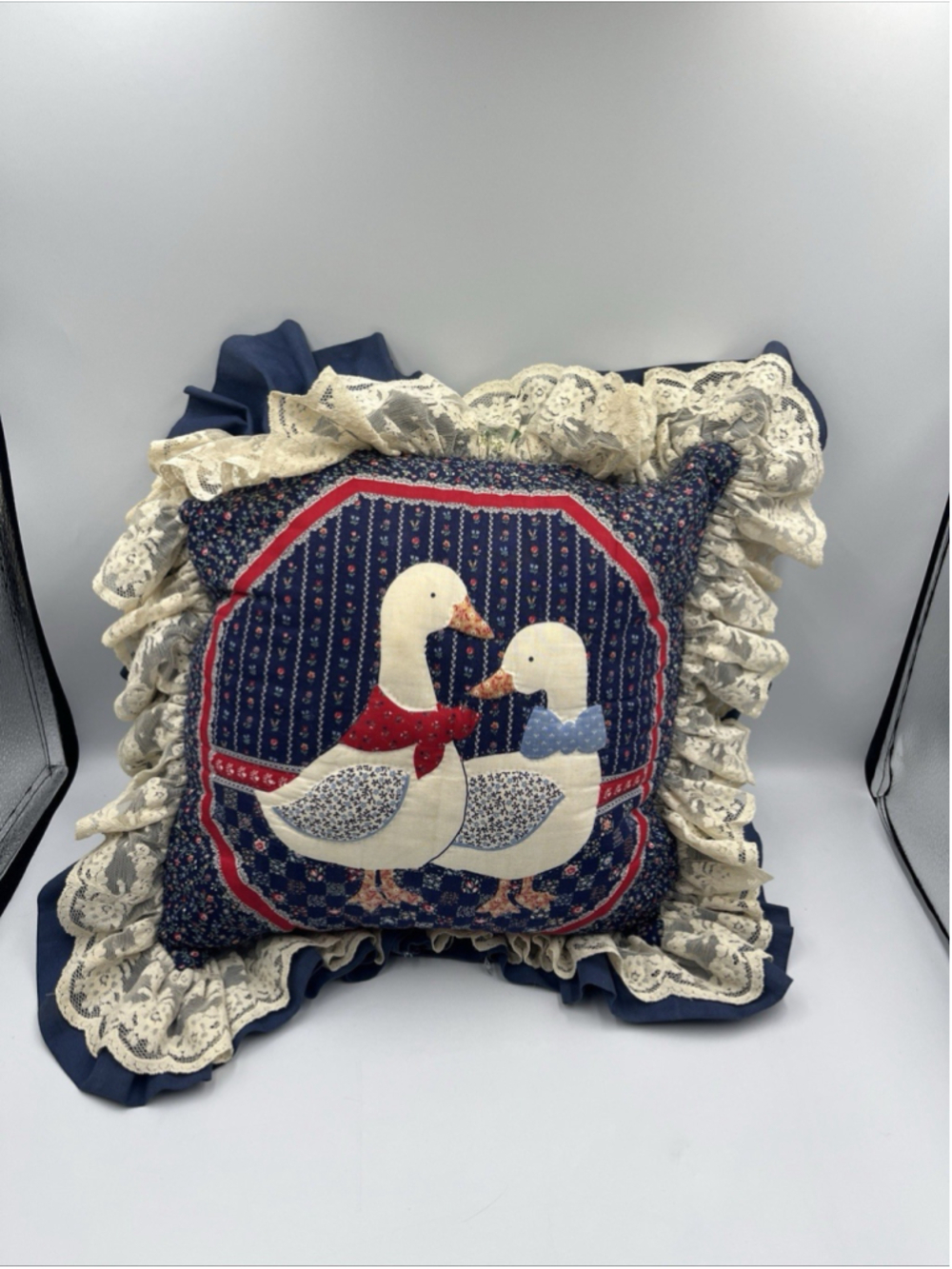 Needlework Vintage Woodland Goose Pillow Cotton HANDMADE TOSS PILLOW SEE ALL - Picture 2 of 16
